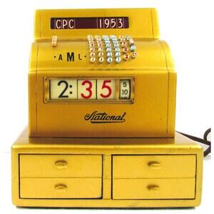 Gold-Colored 1953 National Cash Register (NCR) Sales Award Clock